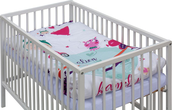 Detská postieľka biela s kompletnou výbavou 120 x 60 cm Moly Scarlett