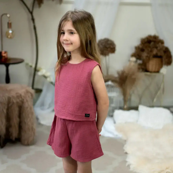 Dievčenské mušelínové kraťasy Ruby red Esito
