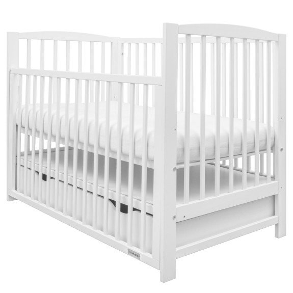 Detská postieľka so sťahovacou bočnicou a šuplíkom biela New Baby Lilly