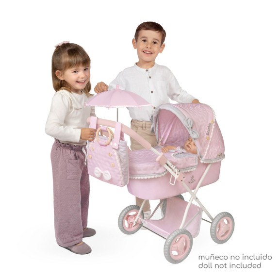 Skladací kočík pre bábiky so slnečníkom a taškou Sophie 60 cm DeCuevas