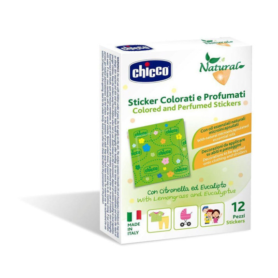 Nálepky farebné parfumované proti hmyzu 12 ks Chicco