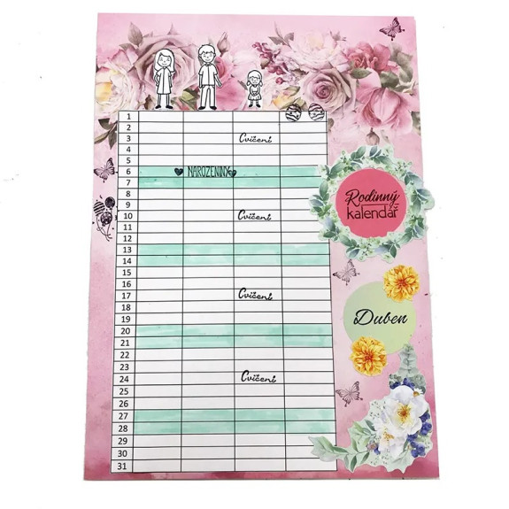Diárové pečiatky Stampo Bullet Journal 67 ks - Rodinný kalendár Aladine