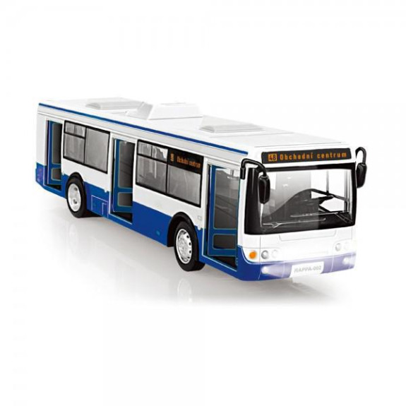 Autobus česky hovoriaci 28 cm modrý voľný chod so svetlom a zvukom