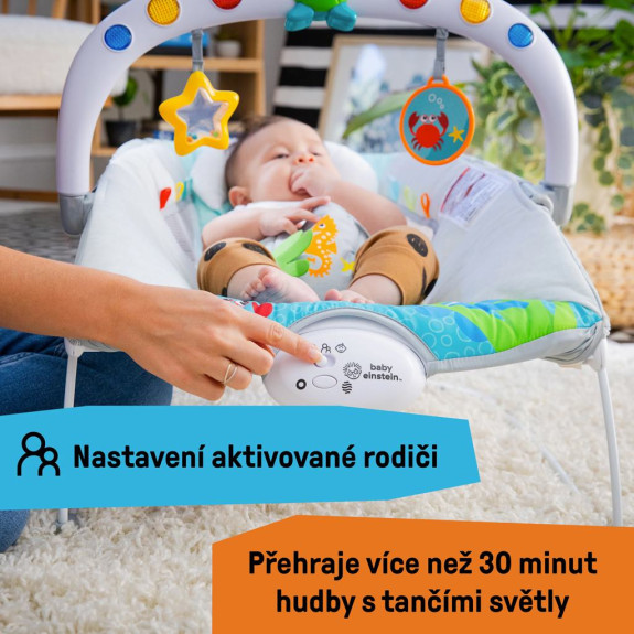 Lehátko hudobné vibračné so svetlami Kick to It Neptune do 9 kg Baby Einstein