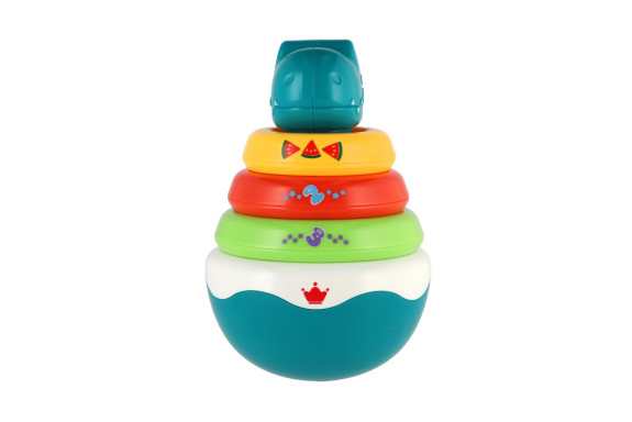 Roly Poly dinosaurus skladačka pyramída s krúžkami so zvukom 16 cm