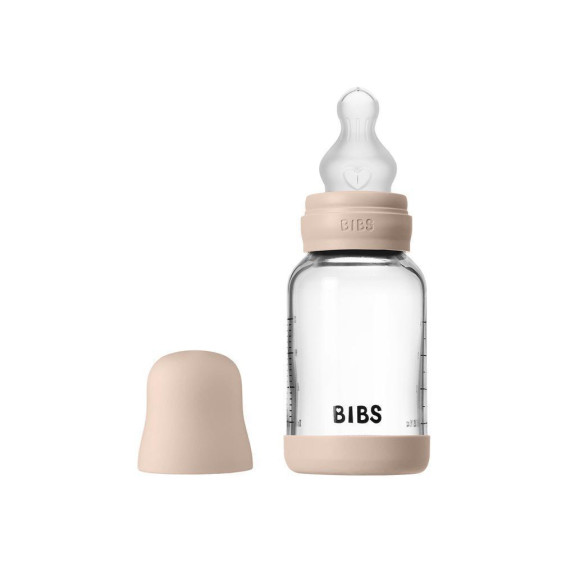 Sklenená fľaša proti kolike so silikónovým cumlíkom 120 ml BIBS