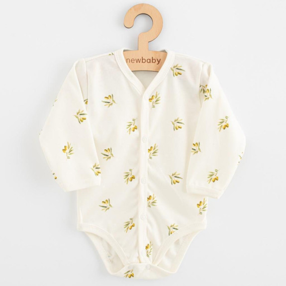 Dojčenské celorozopínacie body s dlhým rukávom z organickej bavlny Olivy New Baby