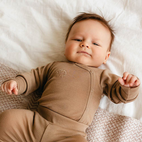 Merino zavinovacie body karamelové Eevi