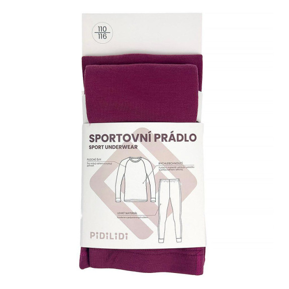 Dievčenská funkčná rýchloschnúca bielizeň - set tričko a nohavice fuchsia Pidilidi
