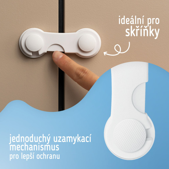 Bezpečnostné zámky na skrinky a zásuvky sada 10 ks Sipo
