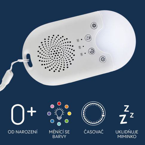 Prenosný zaspávací modul s LED svetlom, bielym šumom a zvukmi Zopa White