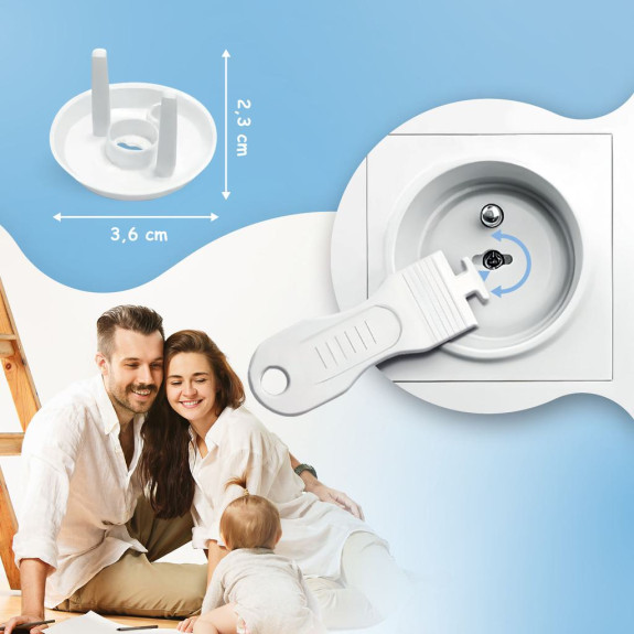 Ochranné kryty na elektrické zásuvky set 12 ks + 2x kľúče Sipo