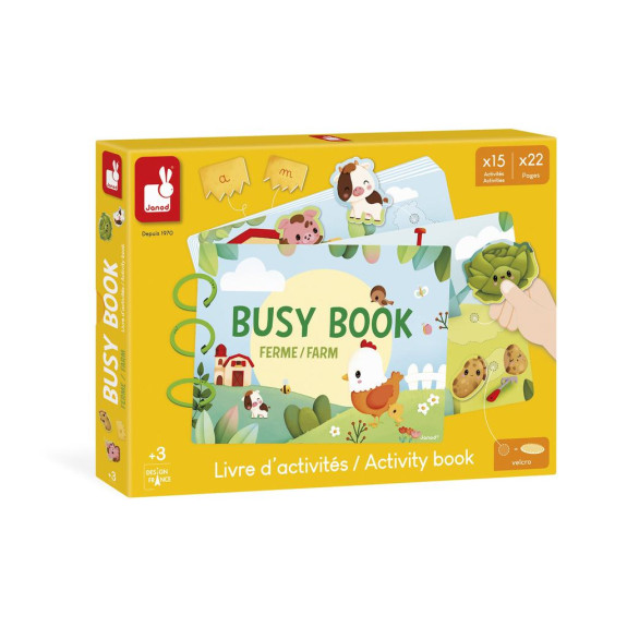 Farma Busy Book interaktívna kniha s aktivitami EN FR Janod