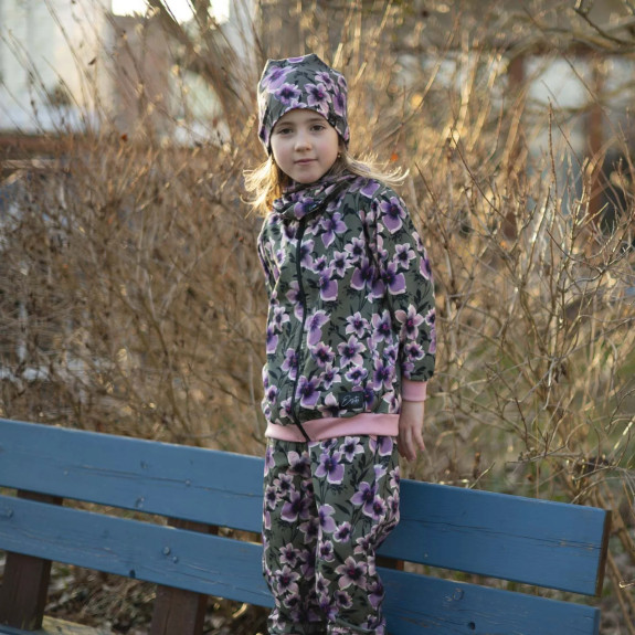 Detské tepláky EasyFit Purple flower zelené