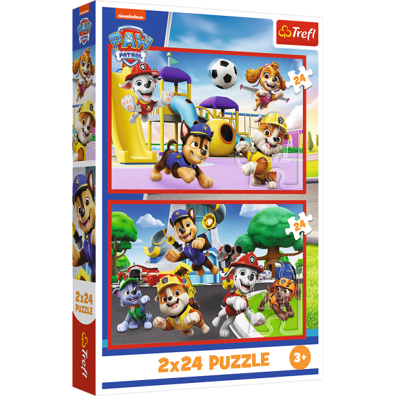 Puzzle Psí deň zábavy 2 v 1 Tlapková patrola 2 x 24 dielikov