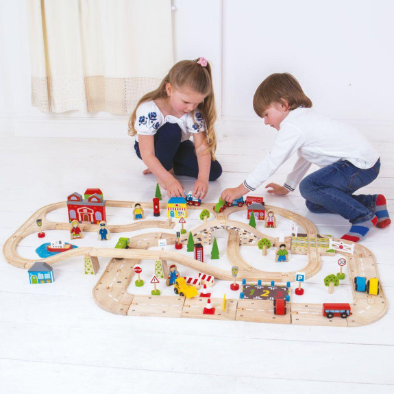 Vláčikodráha a autodráha Bigjigs Rail