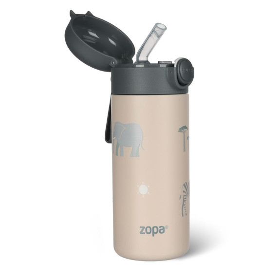 Termoska na tekutiny so slamkou a silikónovým držiakom 350 ml Zopa