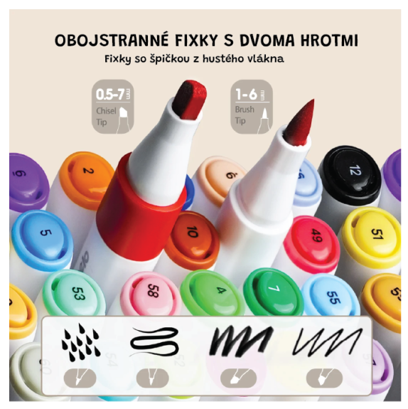 Obojstranné fixky s dvoma hrotmi v boxe 12 ks Jarmelo
