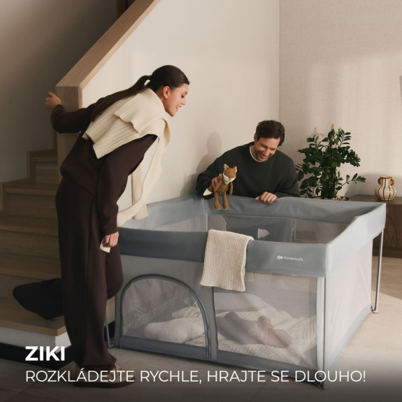 Ohrádka pre deti skladacia Ziki Light Grey Kinderkraft