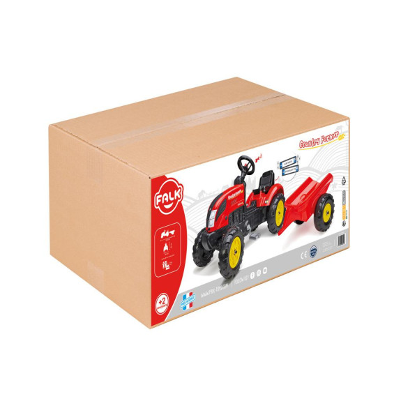 Traktor šliapací Country Farmer s valníkom červený