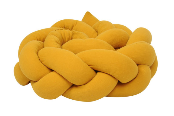 Mušelínový mantinel vrkoč 200 cm Babymatex – chránič do postieľky Okrový