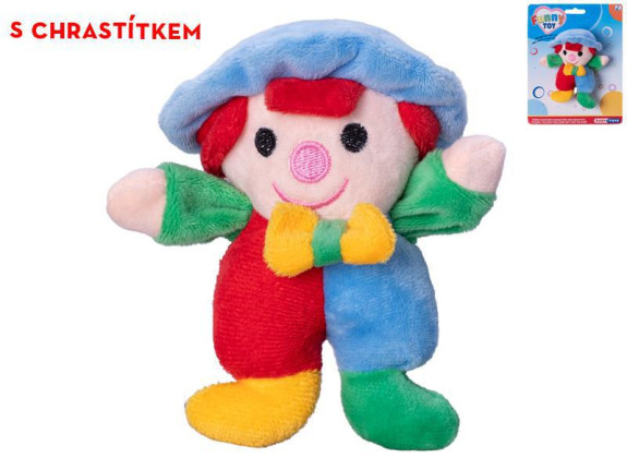 Klaun 13,5 cm plyšový s hrkálkou