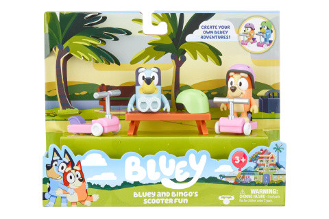 Zábava na kolobežke Bluey a Bingo