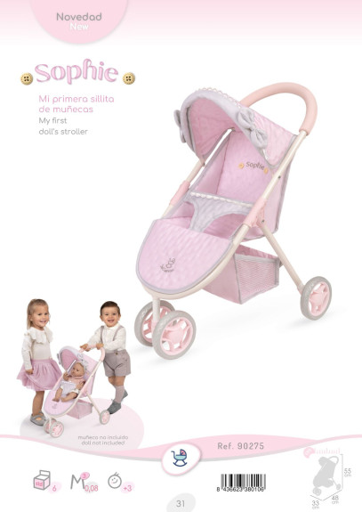 Športový kočík pre bábiky trojkolesový Sophie 55 cm DeCuevas