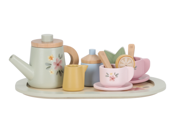 Čajový set drevený s kvetinovou potlačou Little Dutch