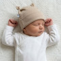 Dojčenská nasadzovacia bavlnená čiapka s uškami Béžová Babyservice