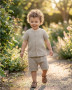 Dojčenská mušelínová košeľa s kraťasmi linen New Baby