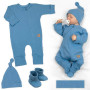 Rastúci rebrovaný overálok, čiapočka a topánočky Nature - jeans Baby Nellys