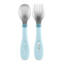 Lyžička a vidlička nerez - teal 18 m+ Chicco