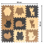 Penové puzzle Zvieratká béžové 85 × 85 cm – 9 dielov, Eva pena Tulimi