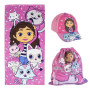 Súprava Gabby´s Dollhouse uterák, šiltovka a vrecko