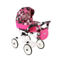 Hlboký kočík pre bábiky Kids V1 ružový s kvetmi Jasmine