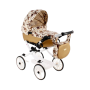 Detský hlboký kočík pre bábiky Kids V9 hnedý s motívmi Jasmine