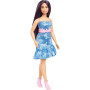 Barbie modelka - modré šaty s motýlikmi