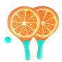 Súprava na plážový tenis ovocie drevené 38 cm 2 pálky + 1 loptička