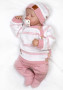 Pletená sada pre bábätko s jemným prúžkom 3dielna lux ružová - biela Baby Nellys
