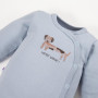 Zavinovacie body Puppy Playtime modré s dlhým rukávom Eevi