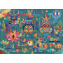 Djeco Puzzle metalické Monster party - 50 dielikov