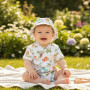 Letný overal pre bábätko mušelín Dino baby biely Esito