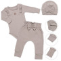 Rebrovaná rastúca súprava 3D Baby Girl Taupe