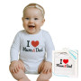 Body s potlačou New Baby I Love Mum and Dad - darčekové balenie