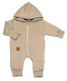 Bavlnený overal s kapucňou, rukavičky, topánky, 3D Nature taupe, Baby Nellys