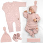 Rastúci rebrovaný overálok, čiapočka a topánočky Nature - ružová Baby Nellys