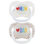 Cumlík svietiaci silikónový symetrický Love Mum & Dad 6 - 18 m, 2 ks Canpol babies